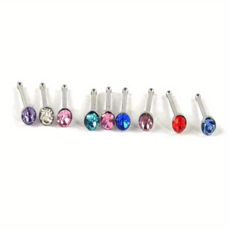 60pcs/set Fashion Rhinestone Nose Studs, Women's Daily Wear Stainless Steel Nose Ring, Holiday Banquet Jewelry Accessories